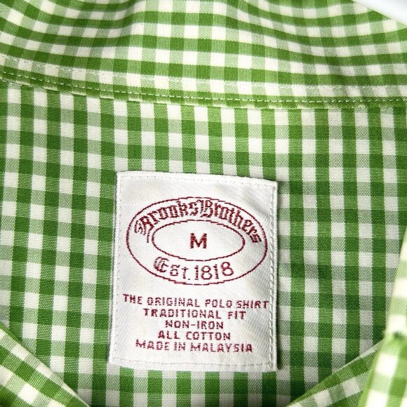 Brooks Brothers 1818 Men’s Button Down Dress Shirt Size Medium Green Logo - Picture 4 of 16